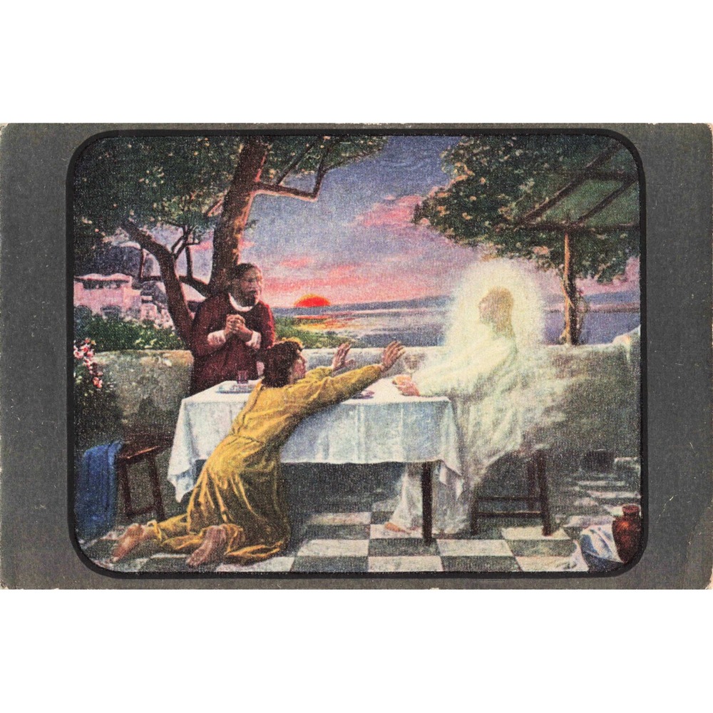 Photo-Drama of Creation Postcard #40 Disciples of Emmaus Jesus Watch Tower 1919